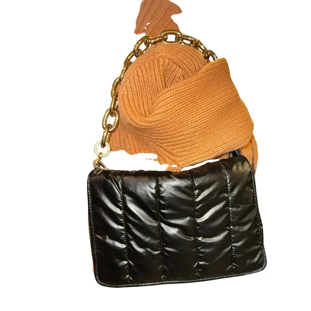 Vince Camuto Black Quilted‎ Puffer Crossbody Messenger Bag